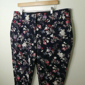 Lane Bryant Pants Women Plus 18  The Allie Cropped Floral Mid Rise Peplum Hem